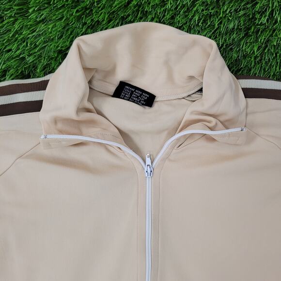 Vintage 90s MOD Track Jacket Large 23x25 Beige Brown - Picture 10 of 16